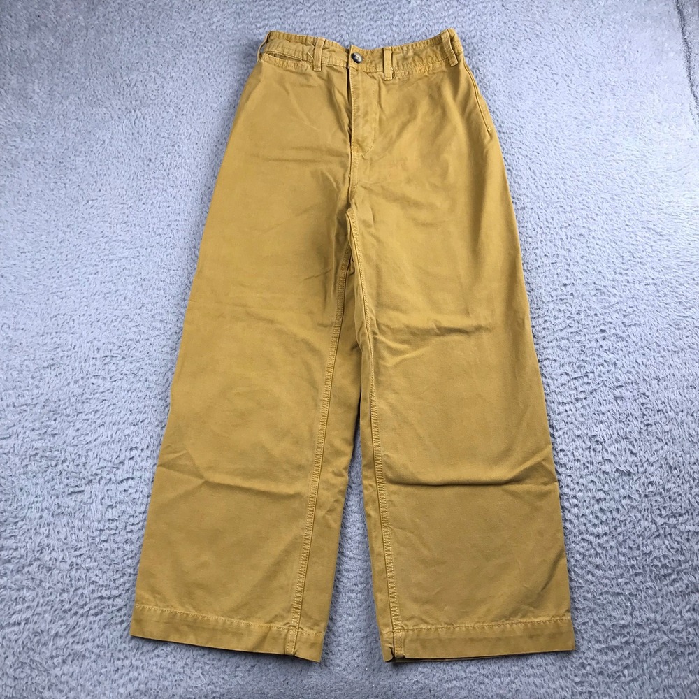 We The Free People Patti Pants Women 25 Yellow Wide Leg High Rise Canvas Chino
